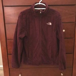 North Face zip up burgundy fleece